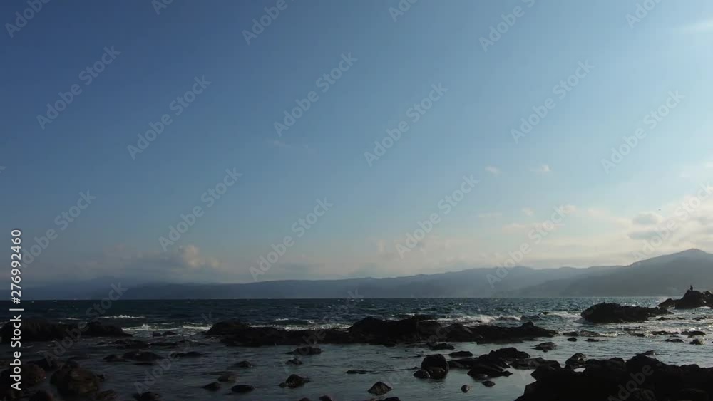 Landscape of the sky and the rocky shore Landscape of the sky and the rocky shore