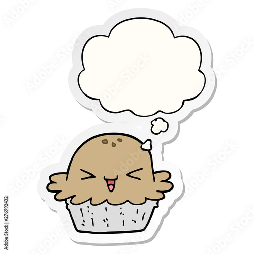 cute cartoon pie and thought bubble as a printed sticker