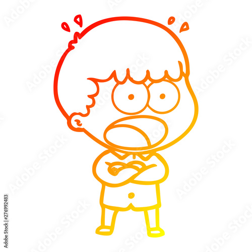 warm gradient line drawing cartoon shocked man
