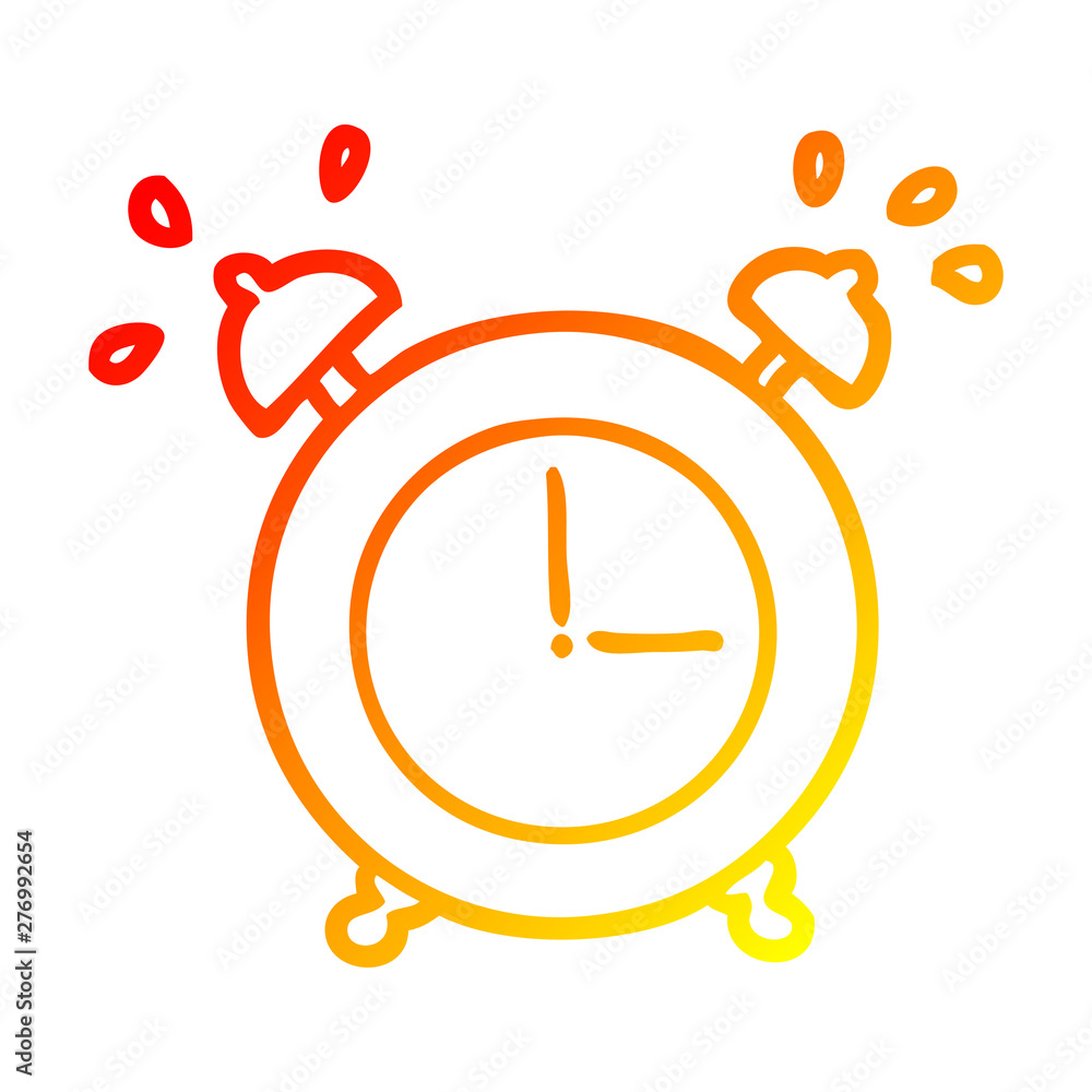 warm gradient line drawing ringing alarm clock warm gradient line drawing ringing alarm clock