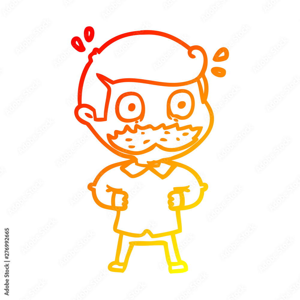 warm gradient line drawing cartoon man with mustache shocked warm gradient line drawing cartoon man with mustache shocked