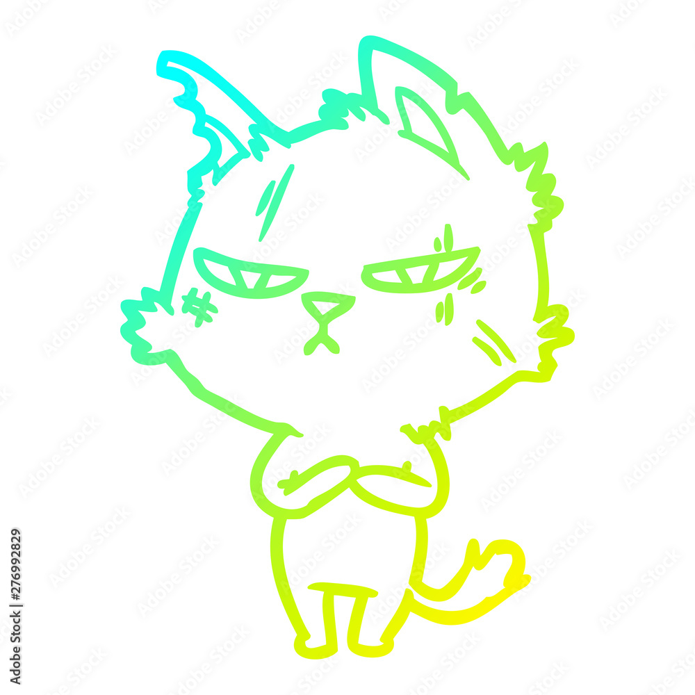 cold gradient line drawing tough cartoon cat cold gradient line drawing tough cartoon cat