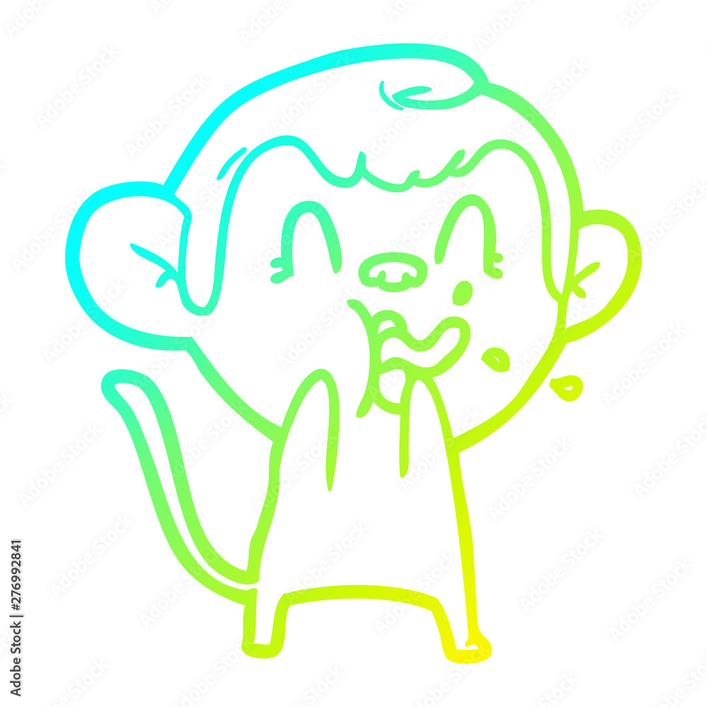 cold gradient line drawing crazy cartoon monkey cold gradient line drawing crazy cartoon monkey