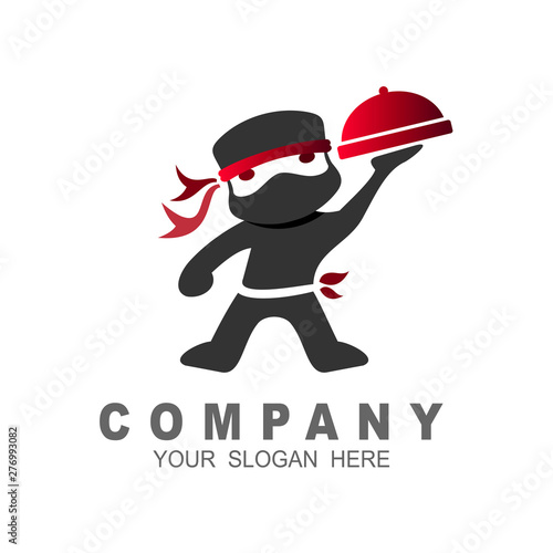  Restaurant logo with ninja, assassin icon vector design