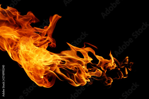 movement of fire flames isolated on black background. © modify260