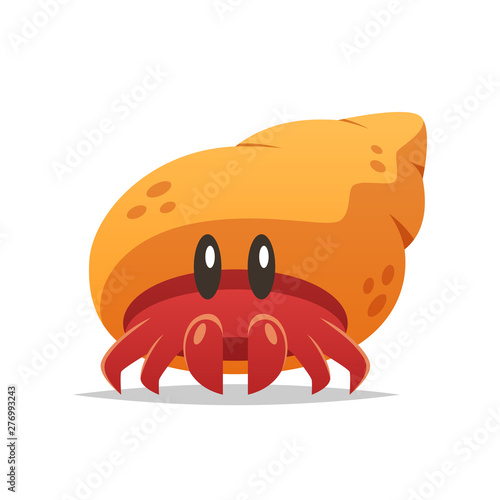 Valokuvatapetti Cartoon hermit crab vector isolated illustration