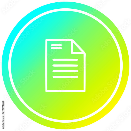 official document circular in cold gradient spectrum