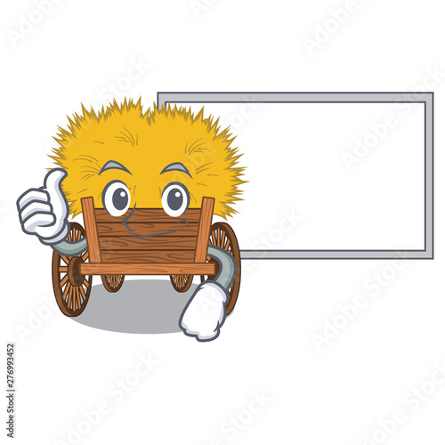 Thumbs up with board hayride isolated within in the character