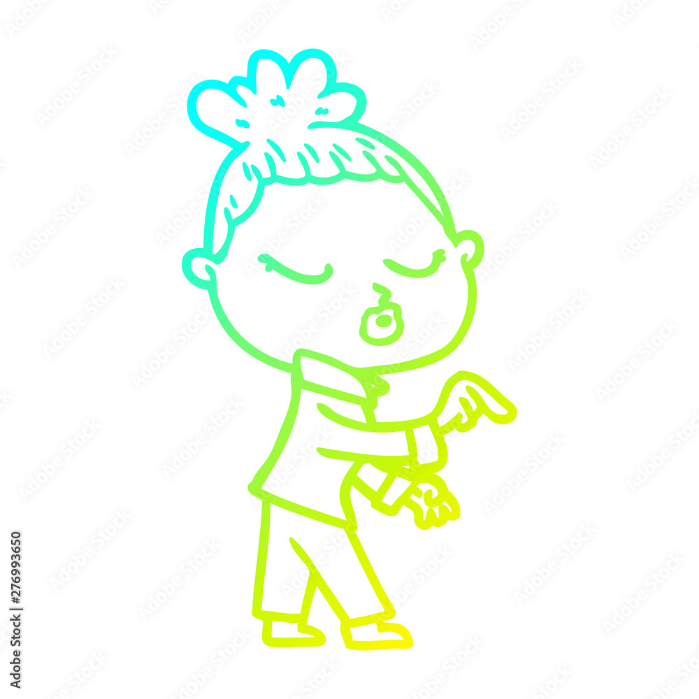 cold gradient line drawing cartoon calm woman cold gradient line drawing cartoon calm woman