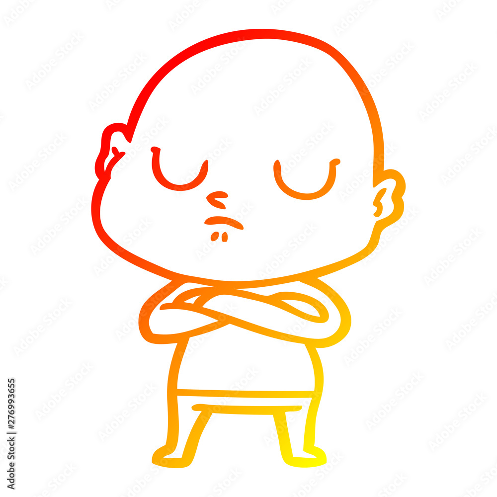 warm gradient line drawing cartoon bald man warm gradient line drawing cartoon bald man
