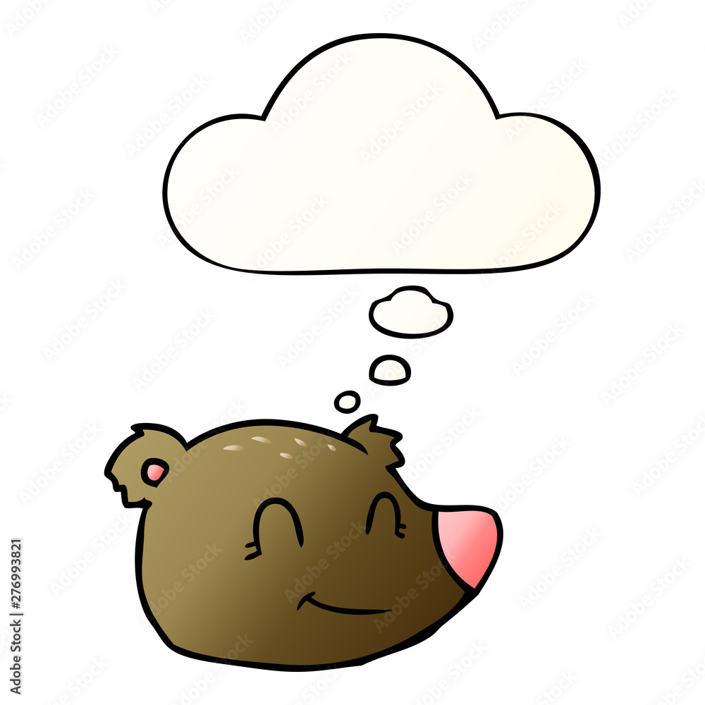 cartoon happy bear face and thought bubble in smooth gradient style cartoon happy bear face and thought bubble in smooth gradient style