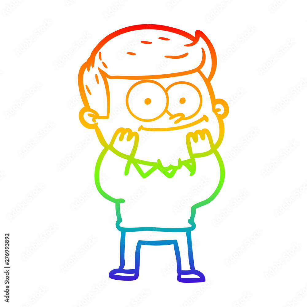 rainbow gradient line drawing cartoon happy man rainbow gradient line drawing cartoon happy man