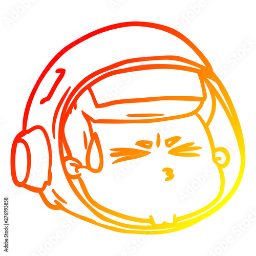 warm gradient line drawing cartoon stressed astronaut face