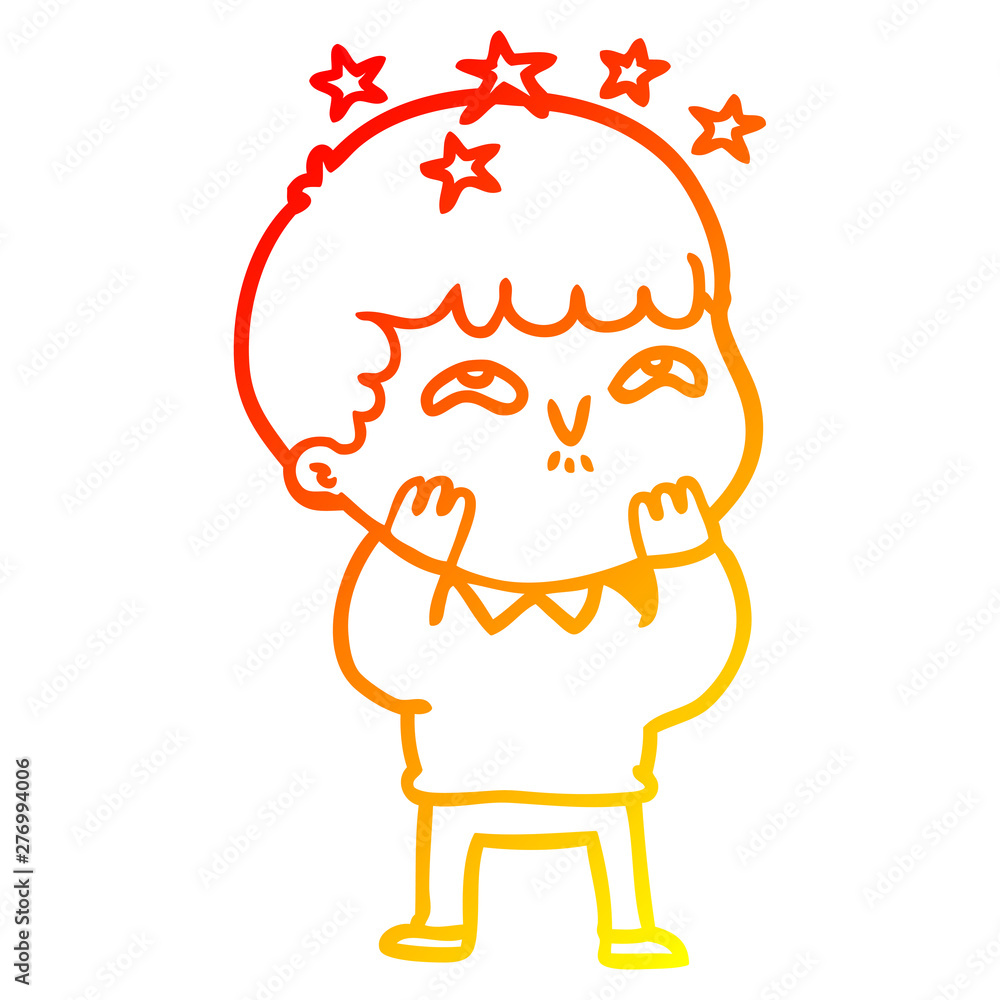 warm gradient line drawing cartoon amazed boy warm gradient line drawing cartoon amazed boy