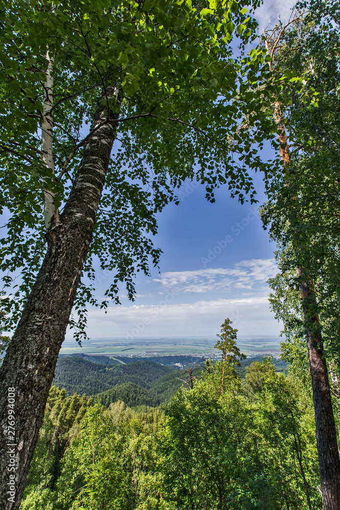 Obraz premium summer landscape with mountains and clouds