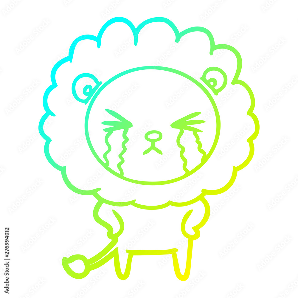 cold gradient line drawing cartoon crying lion cold gradient line drawing cartoon crying lion
