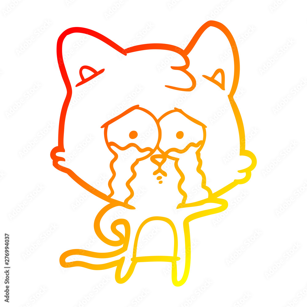 warm gradient line drawing cartoon crying cat warm gradient line drawing cartoon crying cat