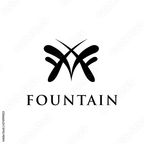 water squirt fountain logo with letter F F, design inspiration.	