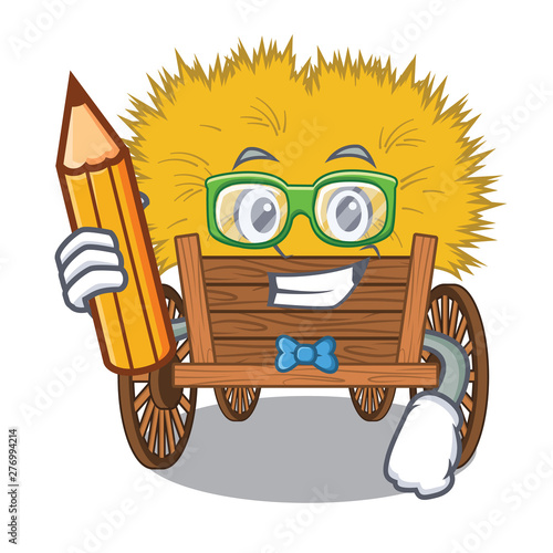 Student hayride mascot in beside the barn