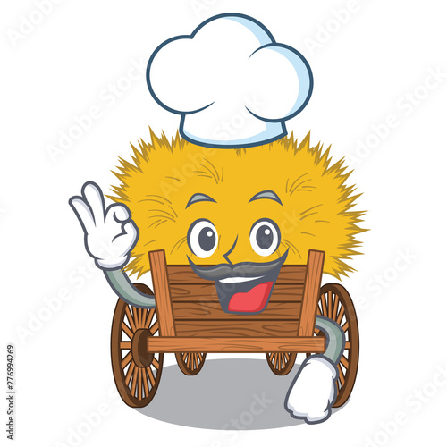 Chef hayride mascot in beside the barn