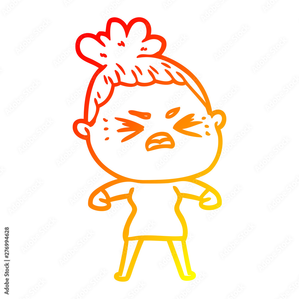 warm gradient line drawing cartoon angry woman warm gradient line drawing cartoon angry woman