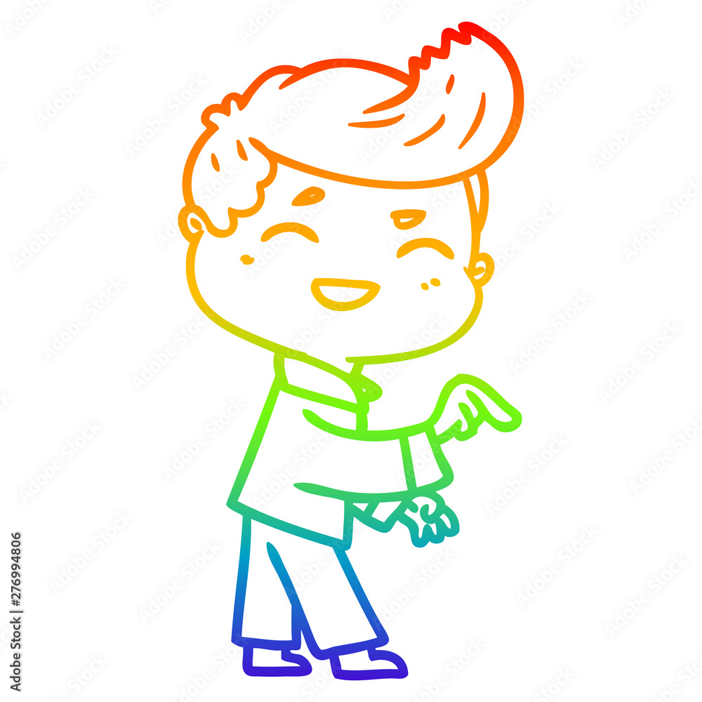 rainbow gradient line drawing cartoon man laughing and pointing rainbow gradient line drawing cartoon man laughing and pointing