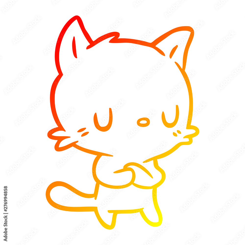 warm gradient line drawing cute cartoon cat warm gradient line drawing cute cartoon cat