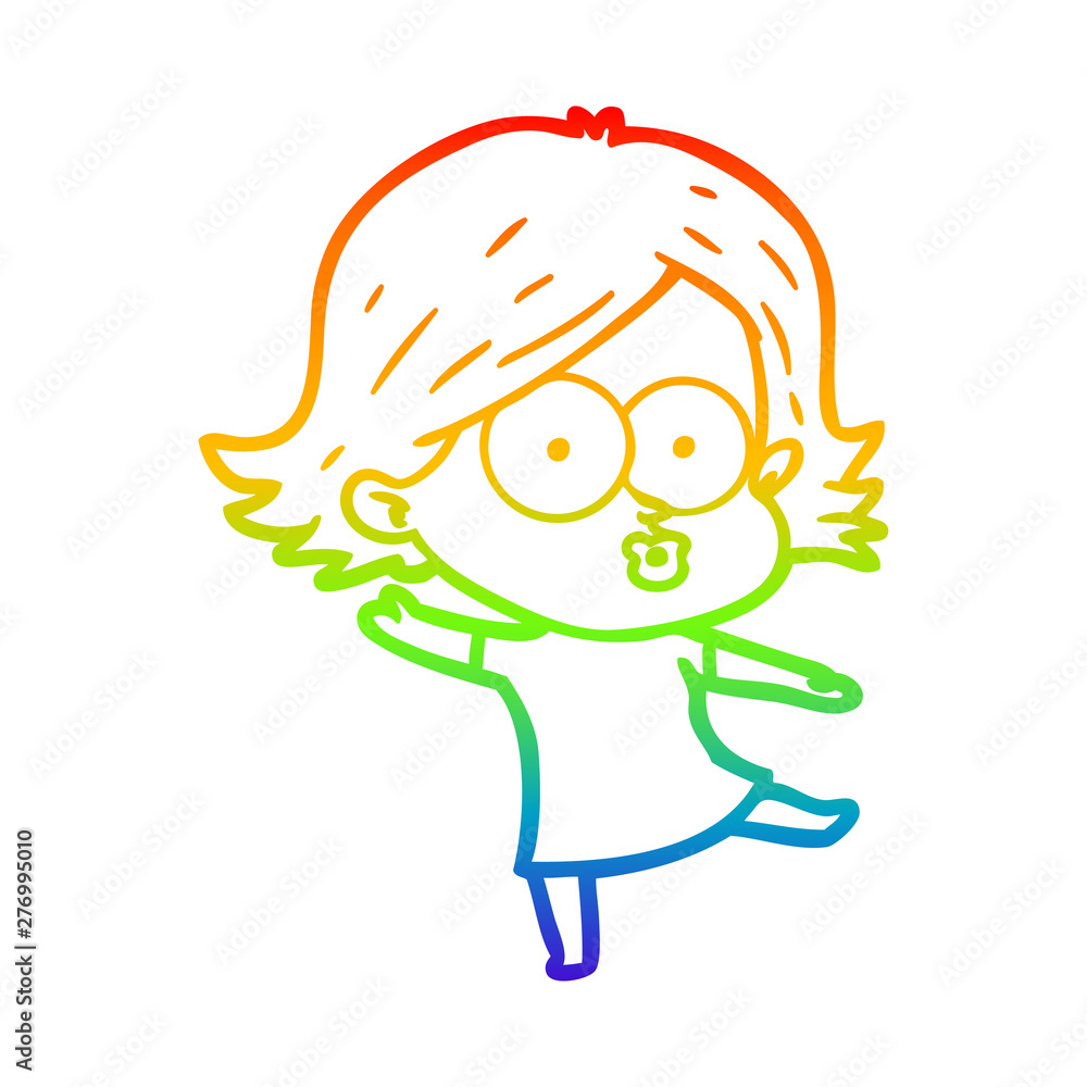 rainbow gradient line drawing cartoon girl pouting rainbow gradient line drawing cartoon girl pouting