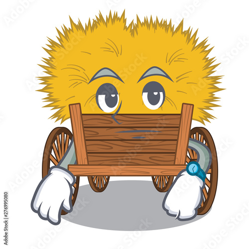 Waiting miniature haydire above cartoon wood table