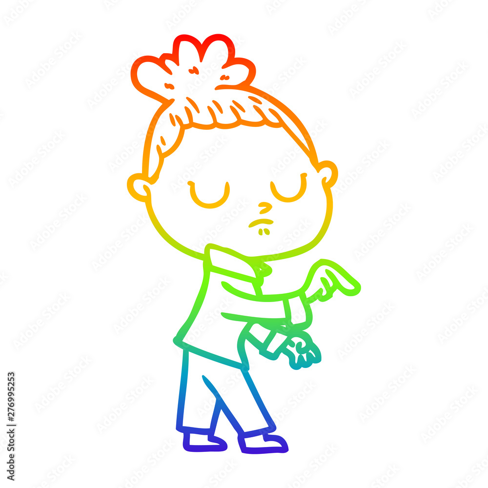 rainbow gradient line drawing cartoon calm woman rainbow gradient line drawing cartoon calm woman