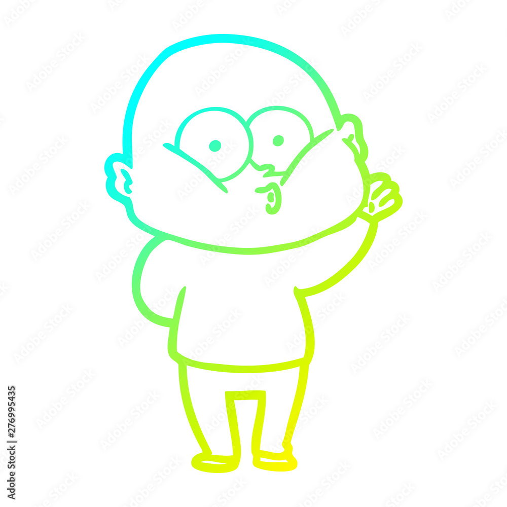 cold gradient line drawing cartoon bald man staring cold gradient line drawing cartoon bald man staring