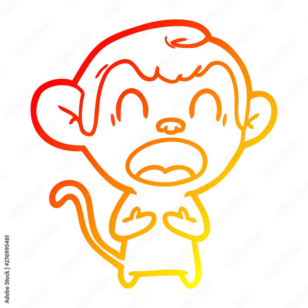 warm gradient line drawing shouting cartoon monkey warm gradient line drawing shouting cartoon monkey