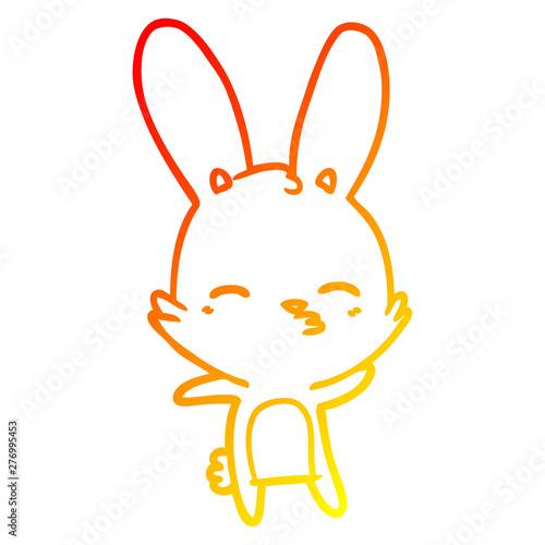 warm gradient line drawing curious bunny cartoon