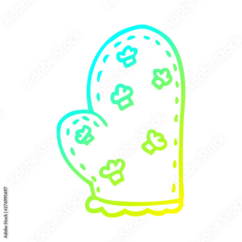cold gradient line drawing cartoon oven glove