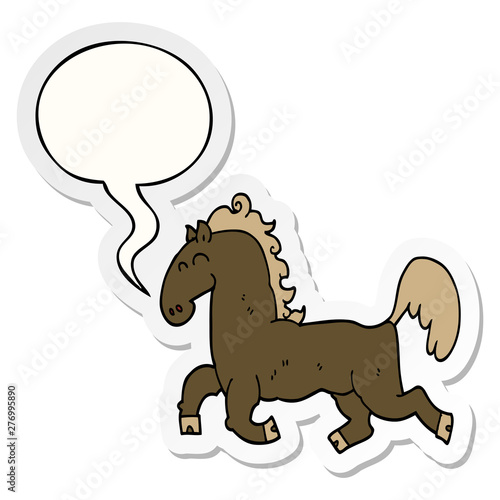 cartoon stallion and speech bubble sticker