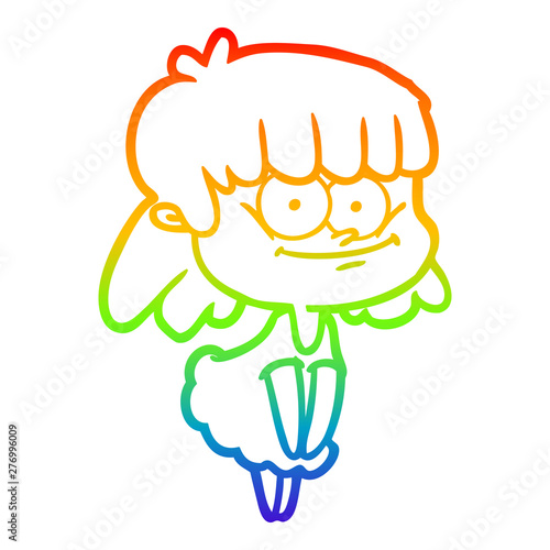 rainbow gradient line drawing cartoon smiling woman