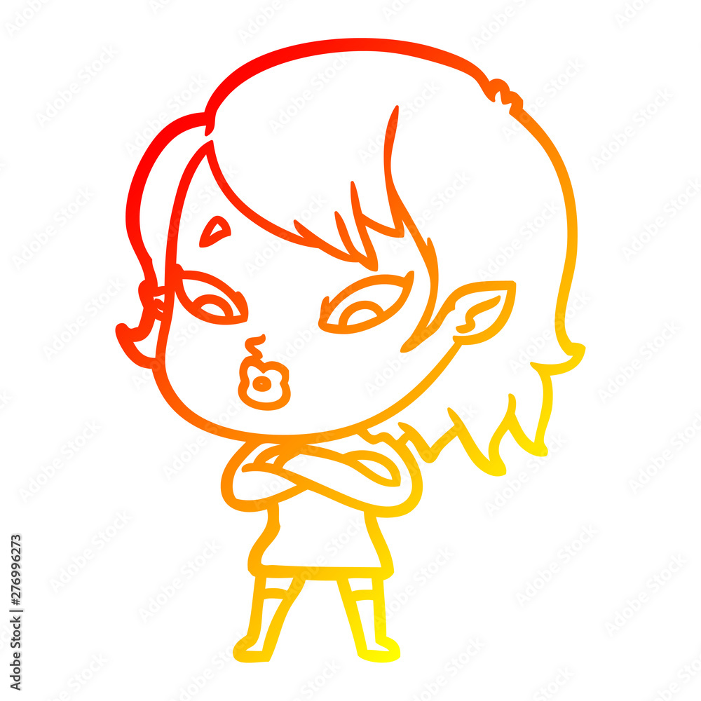 warm gradient line drawing cute cartoon vampire girl warm gradient line drawing cute cartoon vampire girl