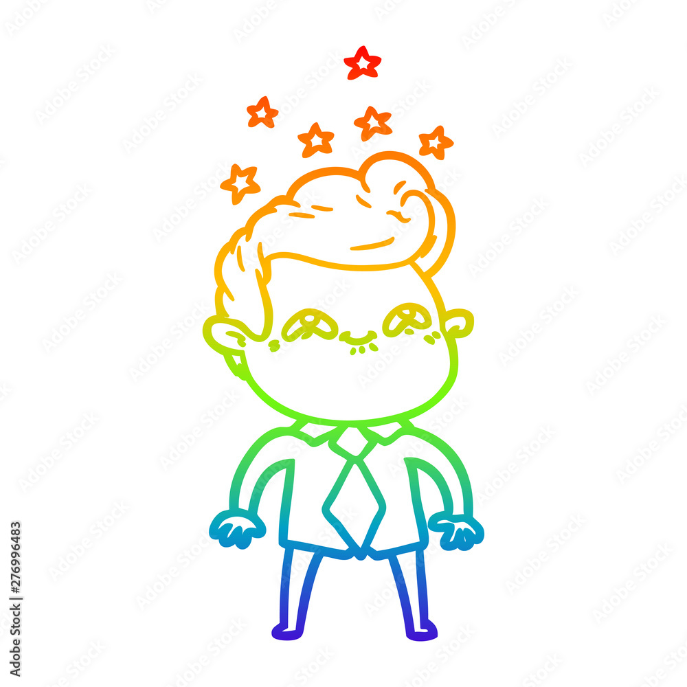 rainbow gradient line drawing cartoon excited man rainbow gradient line drawing cartoon excited man