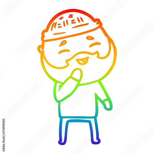 rainbow gradient line drawing cartoon happy bearded man