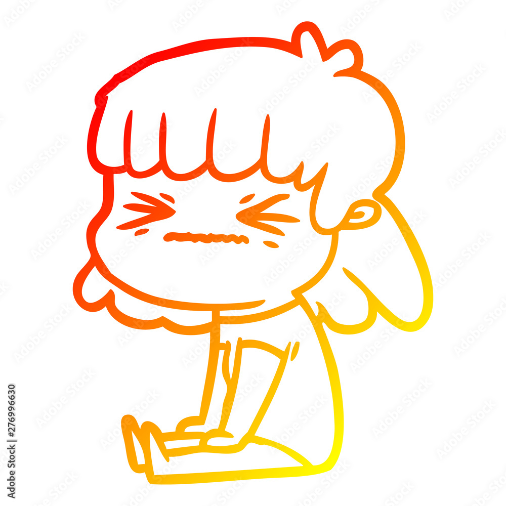 warm gradient line drawing cartoon woman warm gradient line drawing cartoon woman