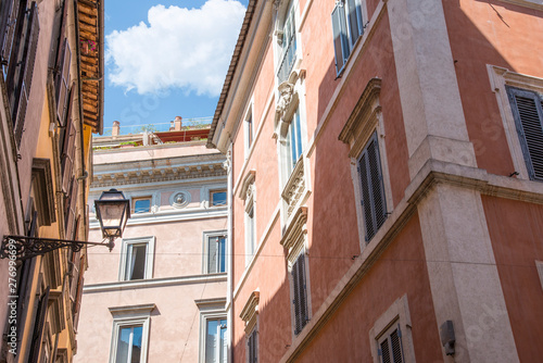 Colorful historic old buildings with ornate details in rome italy
