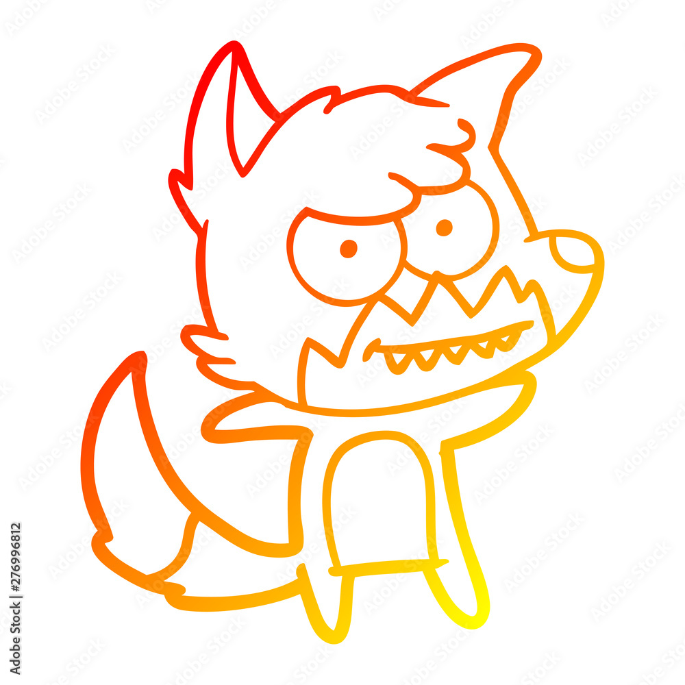 warm gradient line drawing cartoon grinning fox warm gradient line drawing cartoon grinning fox