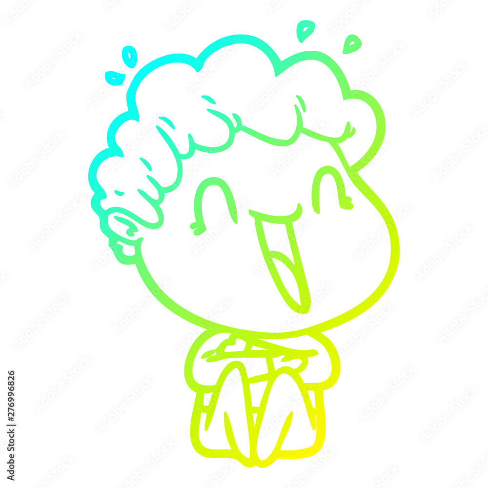 cold gradient line drawing cartoon happy man cold gradient line drawing cartoon happy man