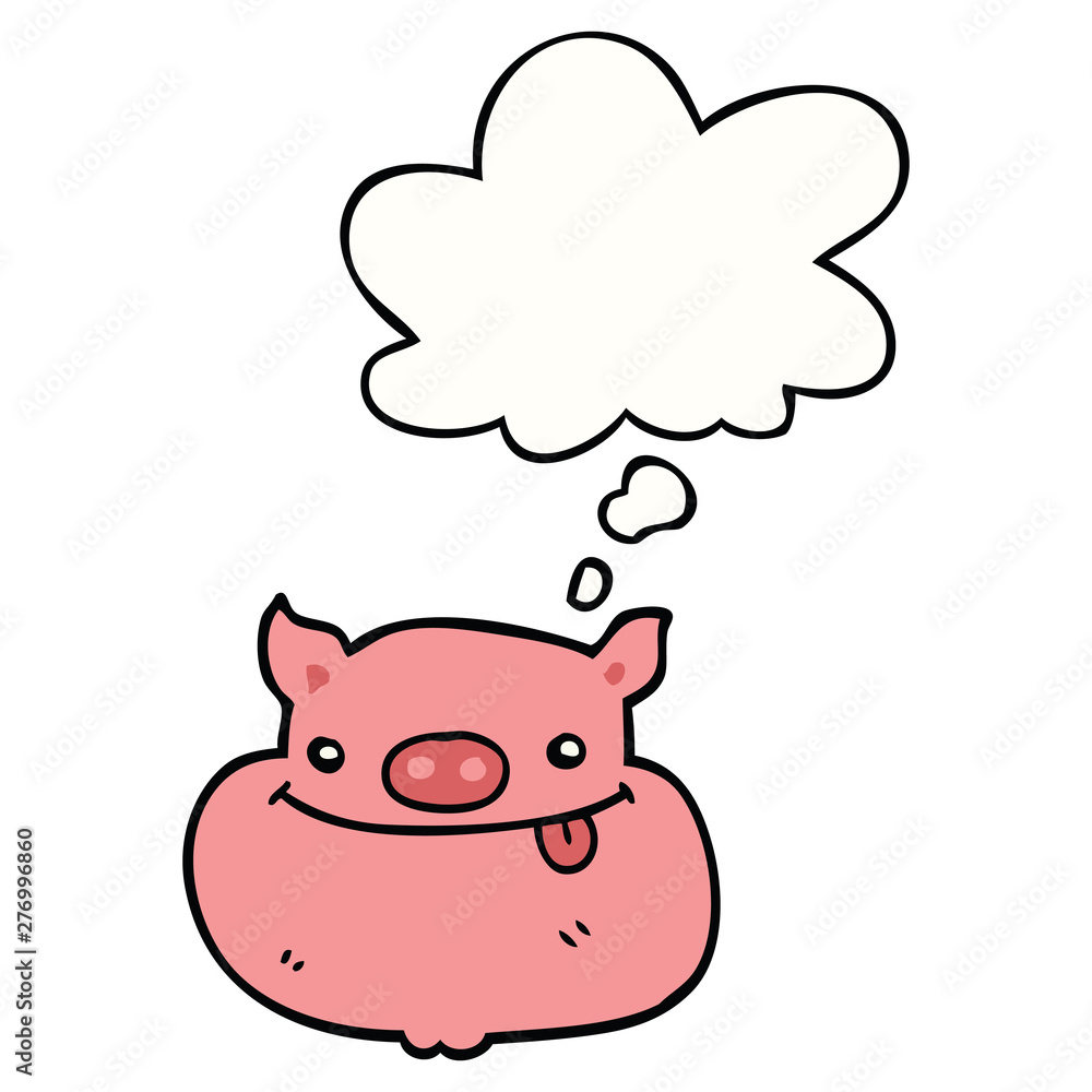 cartoon happy pig face and thought bubble cartoon happy pig face and thought bubble