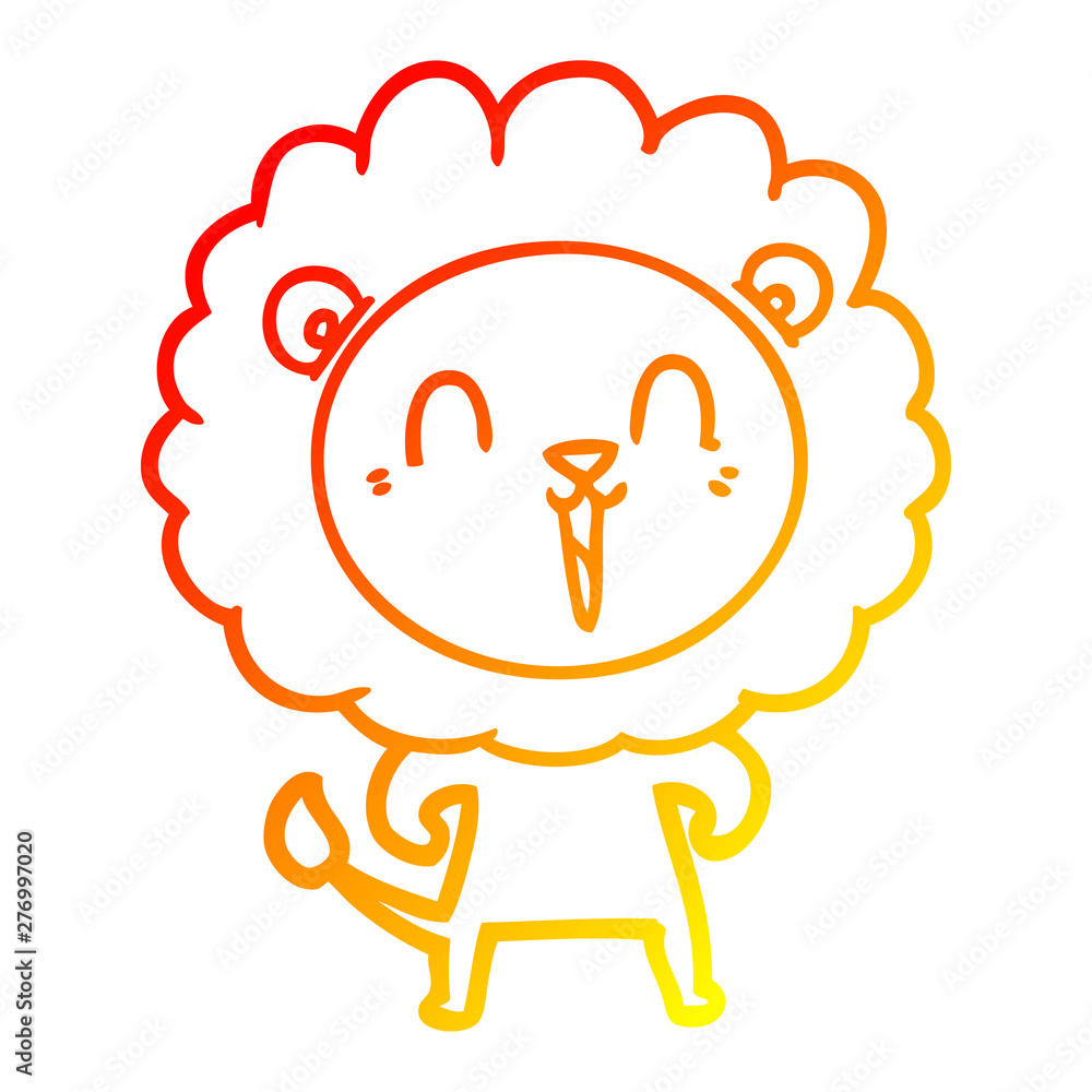 warm gradient line drawing laughing lion cartoon warm gradient line drawing laughing lion cartoon