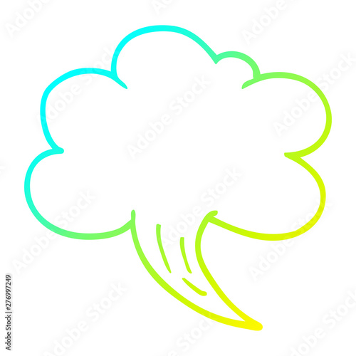 cold gradient line drawing cartoon whooshing cloud