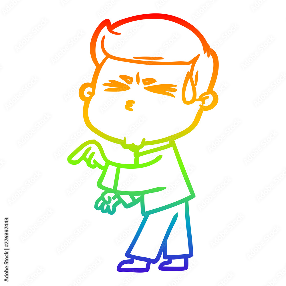rainbow gradient line drawing cartoon man sweating rainbow gradient line drawing cartoon man sweating