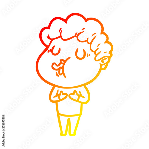 warm gradient line drawing cartoon man singing