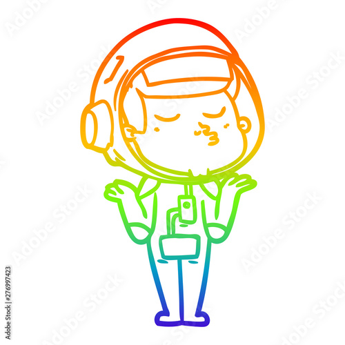 rainbow gradient line drawing cartoon confident astronaut