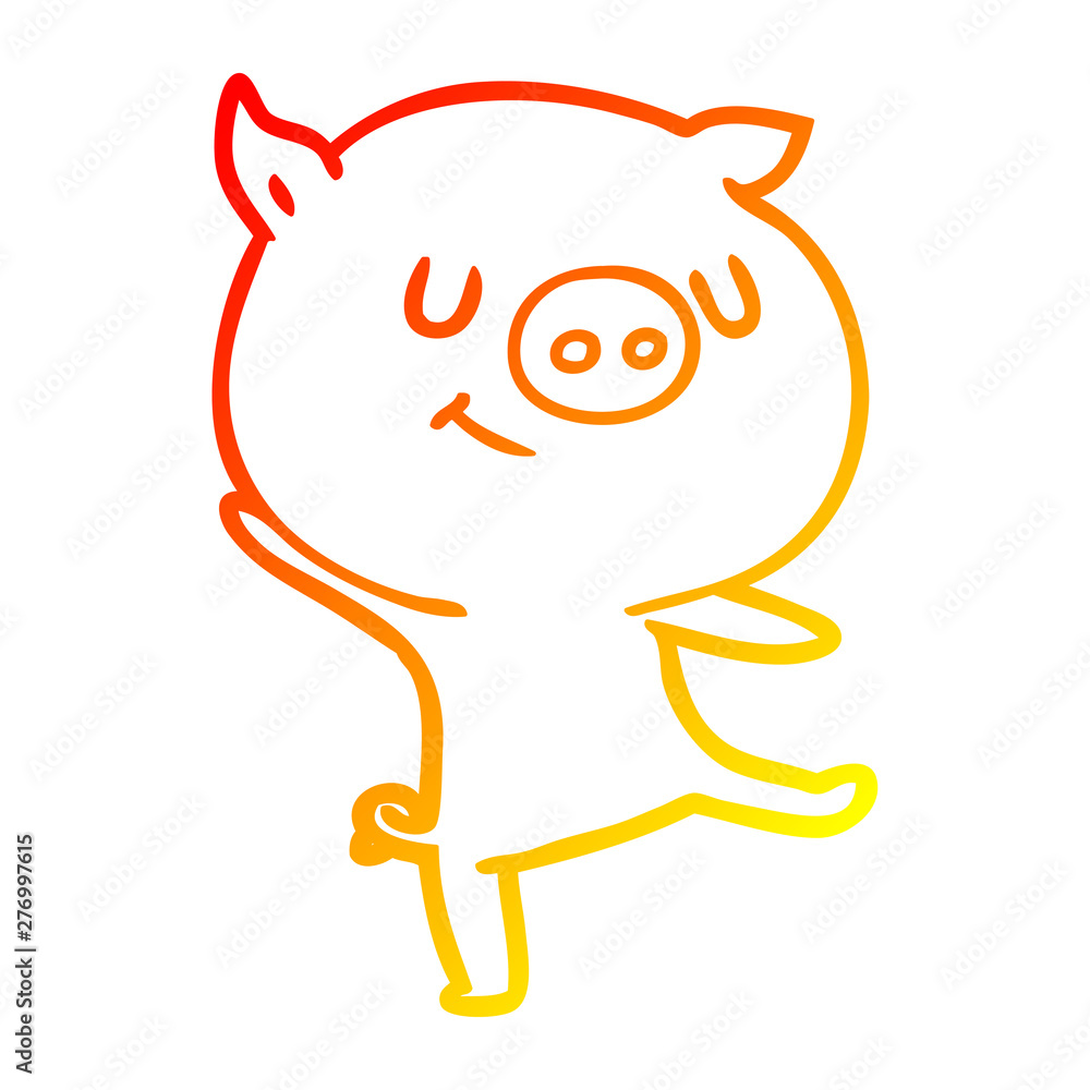 warm gradient line drawing happy cartoon pig warm gradient line drawing happy cartoon pig